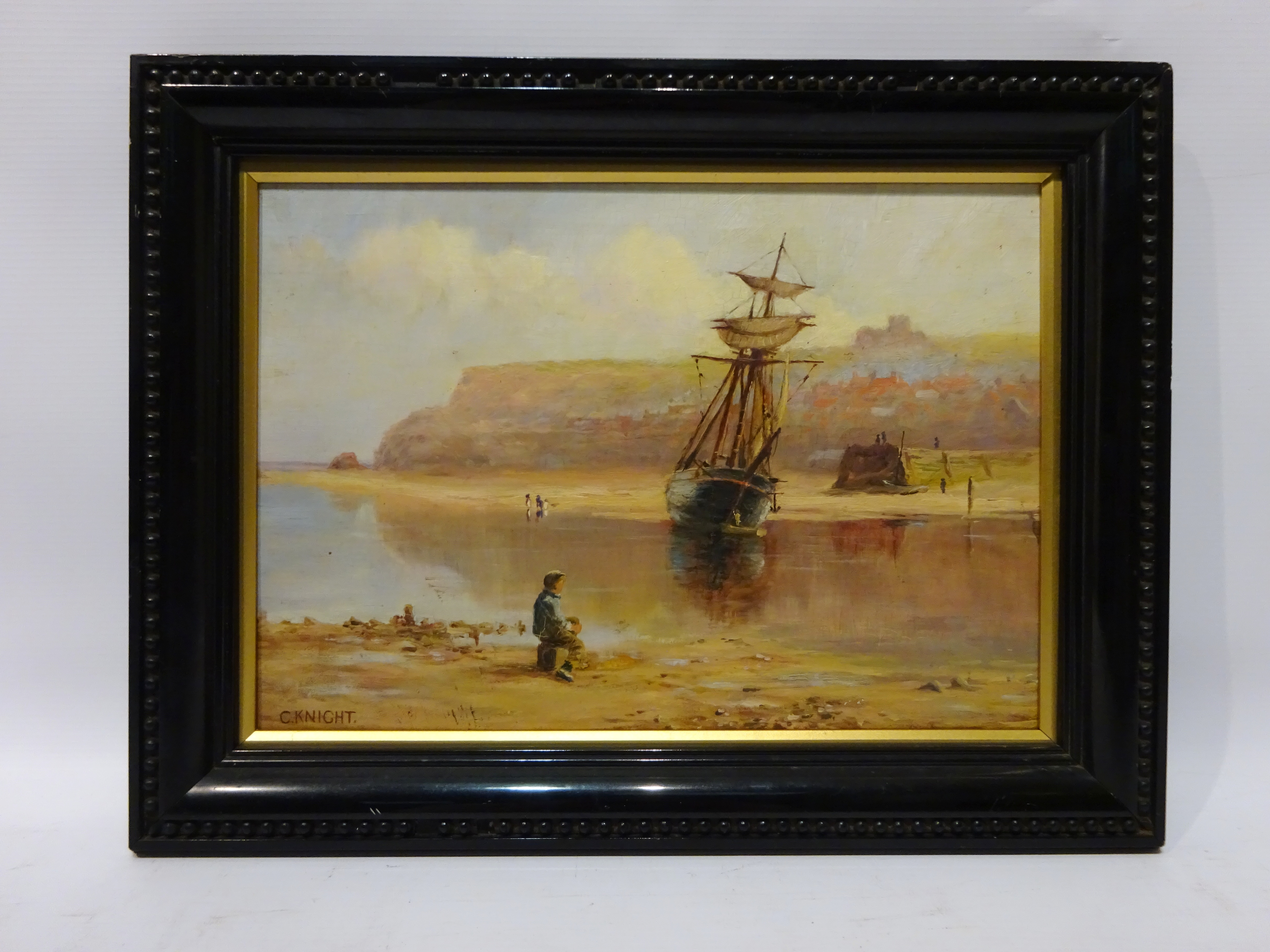 Low Tide Tate Hill Sands Whitby, oil on panel signed by Charles Knight (British exh. - Image 2 of 2