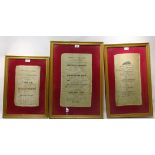 Three 19th Century original theatre playbills; Theatre Royal Mauritius,