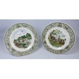 Pair of Mason's Angling Series plates entitled 'Taking a Fly & Digging for Bait' D26cm (2)