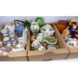 Portmeirion Botanic Garden vase and tureen, chintz ware, various storage jars, trinket boxes,