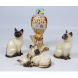 Beswick Kestrel and three Beswick Siamese cats figures (4) Condition Report <a