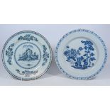 Two 18th/ early 19th Century Delft chargers each painted with Chinese decoration, D30cm & D30.
