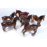 Four Beswick Shire horses,