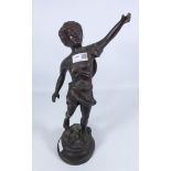 Bronze figure of a young boy, H39cm Condition Report <a href='//www.