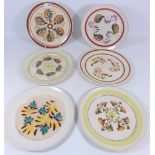 Set of six Glynn Collage style hand painted Denby stoneware plates (6) Condition Report