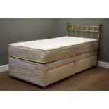 Single 3' divan bed with brass headboards Condition Report <a href='//www.