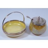 Early 20th Century Moorcroft Burslem yellow lustre preserve jar with silver-plated lid and spoon,