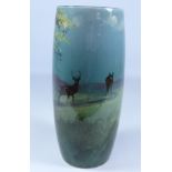 Royal Doulton Series ware vase, decorated with a stag and doe grazing in landscape scene, no.