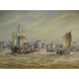'Humber Dock Entrance' - Hull, oil on board signed and titled by Max Parsons (British 1915-1998) 29.