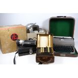 Vintage 'Plus Adding' machine, vintage Remington typewriter,