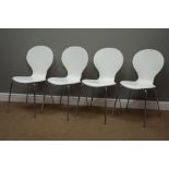 Set four Jacobsen style white finish chairs Condition Report <a href='//www.