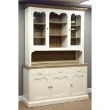 Barker & Stonehouse white painted and walnut dresser, three drawers and three cupboards,