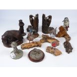 Bronze effect animal sculptures,