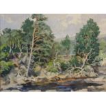 'River Cassley - Sutherland', 20th century oil on board signed and titled verso by E. C.