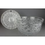 Large cut glass fruit bowl on three scroll feet and similar Bohemian dish (2) Condition