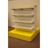 Free standing double sided modular shops display units, with adjustable shelves and fittings,