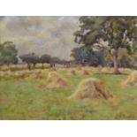 Stooks in a Field, watercolour signed J. W Booth (Staithes Group 1867-1953) 18.5cm x 24.