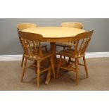 Light wood circular extending dining table with foldout leaf (D110cm - L149cm (extended)),