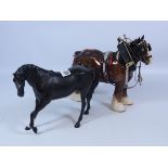 Beswick black horse and a Beswick Shire horse with harnesses (2) Condition Report