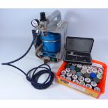 Air Compressor with Iwatta airbrush and a collection of Tamiya paints (This item is PAT tested - 5