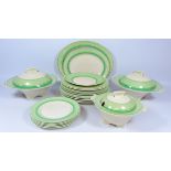 Royal Doulton Art Deco 'Oakwood' pattern dinnerware including two graduating meat plates,