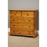 Pine chest, two short and three long drawers, W84cm, H79cm,