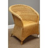 Wicker tub shaped armchair, W70cm Condition Report <a href='//www.davidduggleby.