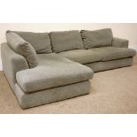 Next Home large corner sofa upholstered in grey fabric, W285cm cm,