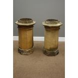 Pair Victorian octagonal terracotta chimney pots,