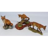 Border Fine Art sculptures Fox chasing rabbit, signed and dated Mairi Laing,