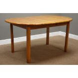 Pine extending dining table with foldout leaf, H73cm,