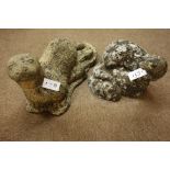 Two composite stone otter garden ornaments