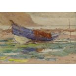 'Beached', watercolour signed by Edith F.