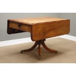 Regency mahogany drop leaf Pembroke table, moulded top with rounded corners, drawer to end,