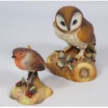 Royal Crown Derby brown owl and a Royal Crown Derby robin (2) Condition Report