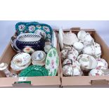 Pair of Victorian China plates, Vienna porcelain plater, Spode 'Jewel' teapot,