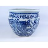 19th/ early 20th Century Chinese blue and white jardiniere hand decorated with dragons and blossom,