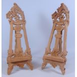 Pair small mahogany table top easels, W17cm,