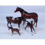 Beswick Stallion, Mare and two foals (4) Condition Report <a href='//www.