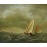 Fishermen at Sea, 20th century oil on canvas signed and dated 1979 Tucker 24.5cm x 29.