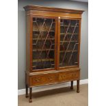 Early 20th century mahogany Georgian style bookcase on stand, two astragal glazed doors,