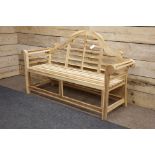 Lutyens style teak bench,