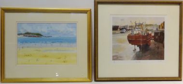 'Scarborough South Sand', 20th century watercolour signed by Jack Burton 23cm x 33cm and 'Low Tide',