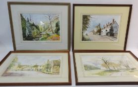 Rural Landscapes, eight 20th century watercolours signed by Charles Watts max 27.