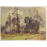 View into a Wood and Sheep Grazing in a Moorland Landscape,