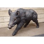 Large bronzed finish boar figure,