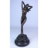 Contemporary bronze study of a nude on marble plinth, signed 'Aldo Vitaleh',