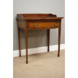 Georgian style mahogany bow front side table, single drawer,
