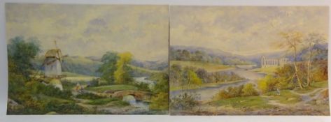 'Bolton Abbey' and 'Near Brampton', two watercolour signed and titled by John Rock Jones (British c.