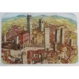 San Gimignano', limited edition hand coloured etching no.